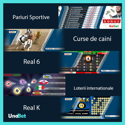 UNOBET - Jocurile de tip slot-machines (jocuri pacanele), pariurile sportive, loterii intrenationale, inchirieri aparate slot-machines (pacanele) jocuri virtuale. Pariuri Sportive Realbet.ro